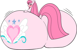 Size: 2238x1461 | Tagged: suggestive, artist:muhammad yunus, oc, oc only, oc:annisa trihapsari, earth pony, equine, fictional species, mammal, pony, feral, friendship is magic, hasbro, my little pony, 2022, annibutt, big butt, blushing, butt, butt inflation, dock, fat, female, hair, long hair, looking at you, looking back, looking back at you, mare, obese, simple background, smiling, smiling at you, solo, solo female, tail, transparent background