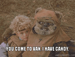 Size: 350x263 | Tagged: safe, edit, edited screencap, screencap, human, mammal, anthro, humanoid, star wars, ambiguous gender, animated, child, ewok, gif, low res, movie, young