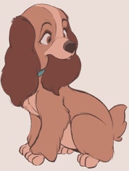 Size: 1529x2031 | Tagged: safe, artist:tohupony, lady (lady and the tramp), canine, cocker spaniel, dog, mammal, spaniel, feral, disney, lady and the tramp, 2d, female, simple background, solo, solo female, white background
