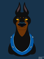 Size: 3024x4032 | Tagged: safe, artist:yoshiknight2, desoto (oliver & company), canine, doberman, dog, mammal, feral, disney, oliver & company, 2d, bust, front view, looking at you, male, solo, solo male