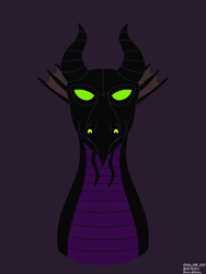 Size: 3024x4032 | Tagged: safe, artist:yoshiknight2, maleficent (sleeping beauty), dragon, fictional species, western dragon, disney, sleeping beauty (disney), 2d, bust, dragoness, female, front view, looking at you, purple background, simple background, solo, solo female