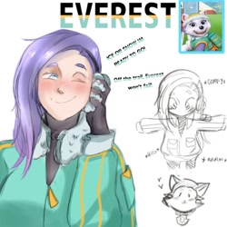 Size: 512x512 | Tagged: artist needed, source needed, useless source url, safe, everest (paw patrol), canine, dog, human, husky, mammal, semi-anthro, nickelodeon, paw patrol, clothes, duality, female, hat, headwear, humanized, jacket, solo, solo female, species swap, topwear