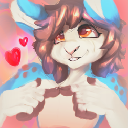 Size: 1747x1747 | Tagged: safe, artist:awakeningwind, oc, oc only, hare, lagomorph, mammal, rabbit, anthro, bust, cute, heart, icon, love, paws, portrait, smiling