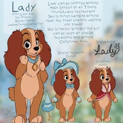 Size: 4048x4048 | Tagged: dead source, safe, artist:julianneedsanap, lady (lady and the tramp), canine, cocker spaniel, dog, mammal, spaniel, semi-anthro, disney, lady and the tramp, 2d, cute, female, front view, smiling, solo, solo female, three-quarter view