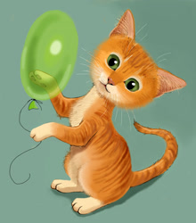 Size: 1280x1454 | Tagged: safe, artist:zdrer456, cat, feline, mammal, feral, ambiguous gender, balloon, kitten, paw pads, paws, solo, solo ambiguous, young