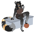 Size: 3832x3504 | Tagged: safe, artist:calibykitty, oc, big cat, cat, feline, hybrid, mammal, ocelot, tiger, anthro, plantigrade anthro, artfight, artfight2022, ball, basketball, black body, black fur, body markings, claws, clothes, ear fluff, fanart, female, fluff, fur, gold (metal), gold jewelry, golden eyes, hair, jewelry, long hair, long tail, looking at you, nails, necklace, simple background, sitting, smirk, solo, solo female, tail, tail fluff, transparent background