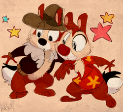 Size: 1100x1000 | Tagged: safe, artist:mr.lucifer, chip (disney), dale (disney), chipmunk, mammal, rodent, anthro, chip 'n dale: rescue rangers, disney, mickey and friends, 2022, 2d, beige background, duo, duo male, male, males only, simple background