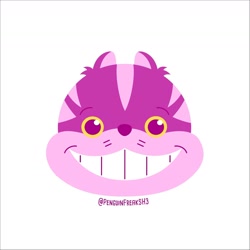 Size: 1564x1564 | Tagged: safe, artist:penguinfreaksh3, cheshire cat (disney's alice in wonderland), cat, feline, mammal, ambiguous form, alice in wonderland (1951), disney, 2d, grin, male, simple background, solo, solo male, white background