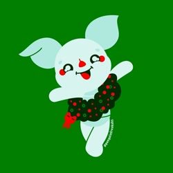 Size: 1080x1080 | Tagged: safe, artist:penguinfreaksh3, piglet (winnie-the-pooh), mammal, pig, suid, semi-anthro, disney, winnie-the-pooh, 2d, christmas, green background, holiday, male, simple background, solo, solo male