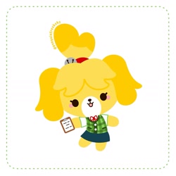 Size: 1687x1687 | Tagged: safe, artist:penguinfreaksh3, isabelle (animal crossing), canine, dog, mammal, shih tzu, anthro, animal crossing, nintendo, 2d, clipboard, female, solo, solo female