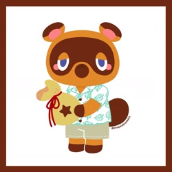 Size: 1687x1687 | Tagged: safe, artist:penguinfreaksh3, tom nook (animal crossing), canine, mammal, raccoon dog, anthro, animal crossing, nintendo, 2d, bag, container, male, solo, solo male