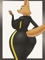Size: 967x1280 | Tagged: suggestive, artist:r-rova, diane foxington (the bad guys), mr. wolf (the bad guys), canine, fox, mammal, wolf, anthro, dreamworks animation, the bad guys, 2022, big breasts, big butt, breasts, butt, butt focus, female, giantess, macro, macro/micro, male, micro, size difference, thick thighs, thighs, wide hips