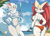 Size: 2953x2126 | Tagged: safe, artist:lucyfercomic, braixen, cinccino, fictional species, anthro, nintendo, pokémon, 2022, absolute cleavage, big breasts, big butt, bikini, blue bikini, blue swimsuit, breasts, butt, cleavage, clothes, duo, duo female, ears, female, females only, hair, high res, long hair, looking at you, looking back, midriff, no tail, nudity, partial nudity, red bikini, red swimsuit, smiling, smiling at you, starter pokémon, swimsuit, thick thighs, thighs, underwear, white hair