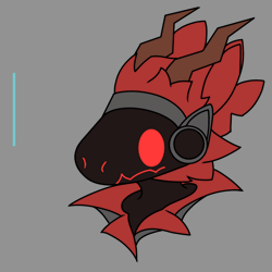 Size: 600x600 | Tagged: safe, fictional species, mammal, mouse, protogen, rodent, anthro, 2d, 2d animation, animated, boop, boops, eye, nose, red, simple background, sky blue