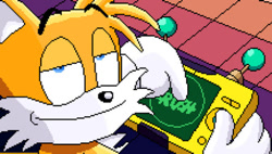 Size: 600x341 | Tagged: safe, artist:superhypersonic2000, miles "tails" prower (sonic), canine, fox, mammal, red fox, anthro, cartoon network, ok k.o.! let's be heroes, sega, sonic the hedgehog (series), crossover, male, pixel art, solo, solo male