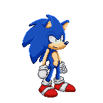 Size: 150x150 | Tagged: safe, artist:paumol, sonic the hedgehog (sonic), sonic the werehog (sonic), hedgehog, mammal, anthro, plantigrade anthro, sega, sonic the hedgehog (series), sonic unleashed, 1:1, animated, gif, low res, male, pixel animation, pixel art, simple background, solo, solo male, transformation, transparent background, werebeast, werehog
