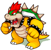 Size: 179x176 | Tagged: safe, artist:neocyania, bowser (mario), fictional species, koopa, reptile, anthro, mario (series), nintendo, low res, male, pixel art, simple background, solo, solo male, transparent background