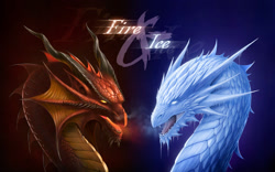 Size: 1280x800 | Tagged: safe, artist:deligaris, dragon, fictional species, western dragon, cc by-nc-nd, creative commons, duo, english text, text