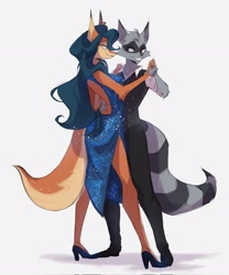Size: 1708x2048 | Tagged: safe, artist:remachemapache, carmelita fox (sly cooper), sly cooper (sly cooper), canine, fox, mammal, procyonid, raccoon, sly cooper (series), 2022