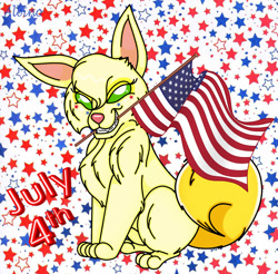 Size: 920x904 | Tagged: safe, artist:queen-quail, feral, 4th of july, female, fireworks, flag, holiday, solo, solo female, united states of america