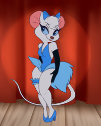 Size: 1280x1600 | Tagged: safe, artist:cachicabra, miss kitty (the great mouse detective), mammal, mouse, rodent, anthro, disney, the great mouse detective, 2d, female, front view, looking at you, smiling, smiling at you, solo, solo female, three-quarter view