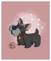 Size: 600x718 | Tagged: safe, artist:kinkei, jock (lady and the tramp), canine, dog, mammal, scottish terrier, terrier, feral, disney, lady and the tramp, 2022, 2d, front view, male, solo, solo male, three-quarter view