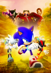 Size: 1542x2190 | Tagged: safe, artist:nibroc-rock, doctor eggman (sonic), mephiles the dark (sonic), princess elise (sonic), shadow the hedgehog (sonic), silver the hedgehog (sonic), sonic the hedgehog (sonic), hedgehog, human, mammal, anthro, humanoid, sega, sonic the hedgehog (2006 game), sonic the hedgehog (series), 2021, 3d, box art, digital art, female, group, male