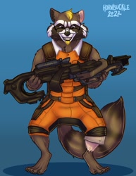 Size: 800x1035 | Tagged: safe, artist:artbyhornbuckle, rocket raccoon (marvel), mammal, procyonid, raccoon, anthro, guardians of the galaxy, marvel, human to raccoon, male, transformation, transformation sequence