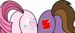 Size: 1085x483 | Tagged: suggestive, artist:noi kincade, oc, oc only, oc:annisa trihapsari, oc:princess kincade, alicorn, earth pony, equine, fictional species, mammal, pony, feral, friendship is magic, hasbro, my little pony, annibutt, brown tail, butt, butt only, cute, duo, duo female, female, female/female, females only, kincadebutt, pictures of butts, pink tail, simple background, tail, transparent background