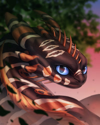 Size: 1024x1280 | Tagged: safe, artist:wia, oc, oc only, dragon, fictional species, feral, blue eyes, looking at you