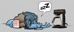 Size: 727x319 | Tagged: safe, artist:xinjinmeng, oc, oc:xinjinmeng, dragon, eastern dragon, fictional species, english text, eyes closed, gray background, humor, low res, nonbinary, simple background, sleeping, solo, solo nonbinary, speech bubble, text, zzz