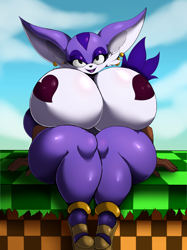Size: 1280x1707 | Tagged: suggestive, artist:suirano, big the cat (sonic), cat, feline, mammal, anthro, sega, sonic the hedgehog (series), 2022, breasts, ears, female, hyper, hyper breasts, pasties, rule 63, solo, solo female, tail, thick thighs, thighs