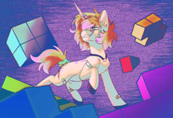 Size: 1500x1026 | Tagged: safe, alicorn, crystal pony, equine, fictional species, mammal, monster, pony, undead, unicorn, wither, art fight, friendship is magic, hasbro, minecraft, my little pony, artfight2022, artwork, bloom, fighting, tetris