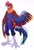 Size: 1902x2779 | Tagged: safe, artist:maxpawb, bird, chicken, anthro, 2022, beak, big feet, bird feet, blue feathers, brown feathers, complete nudity, feathers, featureless crotch, front view, male, nudity, orange feathers, pink body, rooster, simple background, solo, solo male, standing, tail, tail feathers, white background, winged arms