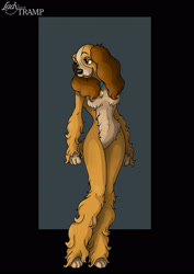 Size: 2061x2911 | Tagged: safe, artist:nightwing1975, lady (lady and the tramp), canine, cocker spaniel, dog, mammal, spaniel, anthro, disney, lady and the tramp, 2011, 2d, anthrofied, female, solo, solo female