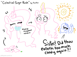 Size: 4018x3000 | Tagged: safe, artist:pink-pone, princess celestia (mlp), princess luna (mlp), alicorn, equine, fictional species, mammal, pony, feral, friendship is magic, hasbro, my little pony, 2022, duo, duo female, female, females only, glasses, high res, pink-mane celestia, royal sisters, siblings, simple background, sister, sisters, sun, sunglasses, white background
