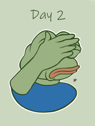 Size: 1000x1320 | Tagged: safe, artist:hermitpioneer, anthro, 30dc, facepalm, male, pepe the frog, solo, solo male