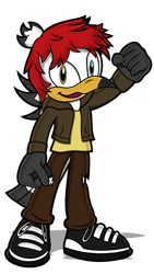 Size: 1080x1920 | Tagged: safe, artist:toyminator900, bird, seagull, anthro, awsten knight, sega, sonic the hedgehog (series), waterparks, beak, bottomwear, clothes, hair, heterochromia, jacket, jeans, male, pants, red hair, ripped jeans, ripped pants, shirt, shoes, simple background, solo, solo male, sonicified, topwear, torn clothes, transparent background, undershirt