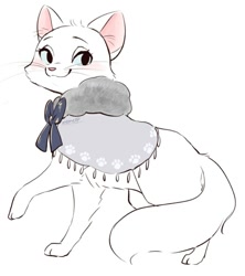 Size: 720x810 | Tagged: safe, artist:penpen_disney, duchess (the aristocats), cat, feline, mammal, feral, disney, the aristocats, 2d, blushing, female, looking at you, simple background, solo, solo female, turkish angora, white background