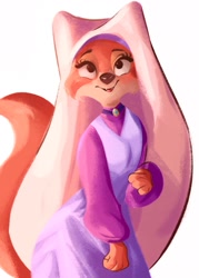 Size: 1353x1890 | Tagged: safe, artist:tohupony, maid marian (robin hood), canine, fox, mammal, red fox, anthro, disney, robin hood (disney), 2d, female, simple background, solo, solo female, vixen, white background