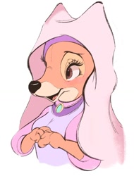 Size: 974x1283 | Tagged: safe, artist:tohupony, maid marian (robin hood), canine, fox, mammal, red fox, anthro, disney, robin hood (disney), 2d, female, simple background, solo, solo female, vixen, white background