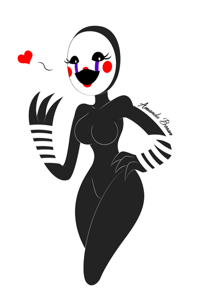 184512 - suggestive, artist:amanddica, the puppet (fnaf), animatronic,  robot, five nights at freddy's, black body, breasts, cute, eyelashes,  female, hand on hip, heart, open mouth, puppet, rule 63, simple background,  standing, transparent