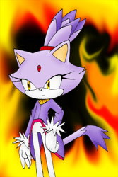 Size: 467x700 | Tagged: safe, artist:baitong9194, blaze the cat (sonic), cat, feline, mammal, anthro, sega, sonic the hedgehog (series), female, fire, mobian, solo, solo female