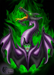 Size: 640x890 | Tagged: safe, artist:grincha, maleficent (sleeping beauty), dragon, fairy, fictional species, mammal, western dragon, feral, disney, sleeping beauty (disney), 2d, dragoness, female, solo, solo female