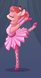 Size: 800x1500 | Tagged: safe, artist:sirzi, deer, mammal, 2019, 2d, ballerina, clothes, cute, description in the comments, doe, eyes closed, female, solo, solo female, standing on one foot, tutu, ungulate