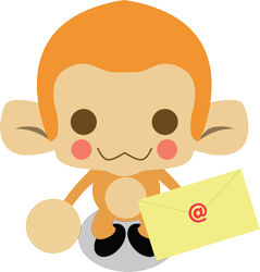 Size: 2232x2338 | Tagged: safe, artist:cmorigins, mammal, monkey, primate, semi-anthro, nintendo, rhythm heaven, :3, @, ambiguous gender, envelope, high res, holding, holding object, looking at you, simple background, smiling, solo, solo ambiguous, transparent background, vector