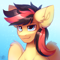 Size: 3000x3000 | Tagged: safe, artist:argigen, oc, oc only, equine, fictional species, mammal, pegasus, pony, feral, friendship is magic, hasbro, my little pony, 2022, bust, colored ears, ear fluff, fluff, high res, male, portrait, simple background, smiling, solo, solo male, stallion