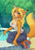 Size: 616x870 | Tagged: safe, artist:imanika, oc, oc only, oc:ketty, cat, feline, mammal, anthro, digitigrade anthro, art fight, 2022, breasts, clothes, detailed background, digital art, ears, eyelashes, female, fur, hair, kneeling, looking at you, open mouth, paw pads, paws, pink nose, plant, pose, solo, solo female, tail, thighs, tongue, tree, wide hips