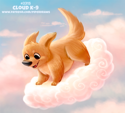 Size: 750x675 | Tagged: safe, artist:cryptid-creations, canine, dog, golden retriever, mammal, feral, 2d, ambiguous gender, cloud, cryptid-creations is trying to murder us, cute, pun, solo, solo ambiguous, visual pun
