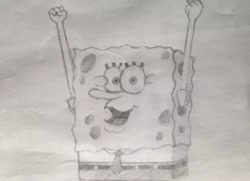 Size: 720x520 | Tagged: safe, anonymous artist, furbooru exclusive, spongebob (spongebob), sponge (species), anthro, nickelodeon, spongebob squarepants (series), solo, traditional art